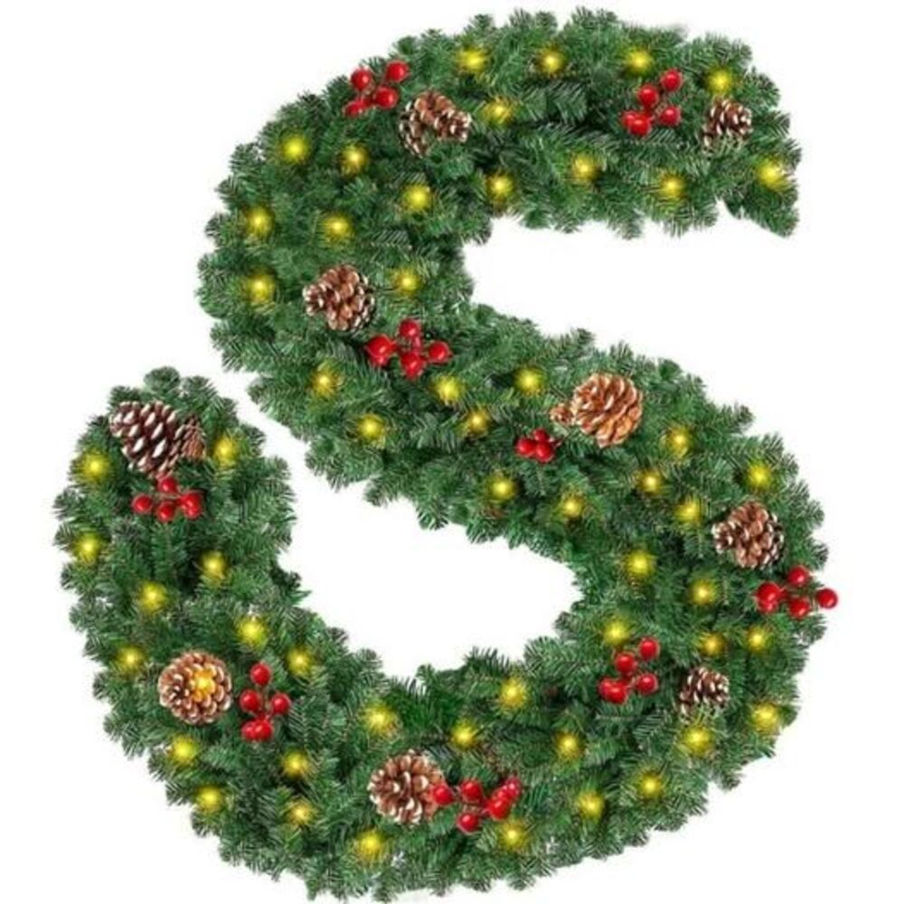 9 Ft Berry/Pinecone Christmas Garland NEW